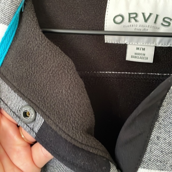 Orvis | Ladies Black White Checker Fleece Lined Button Front Shacket Size Medium - Picture 11 of 14